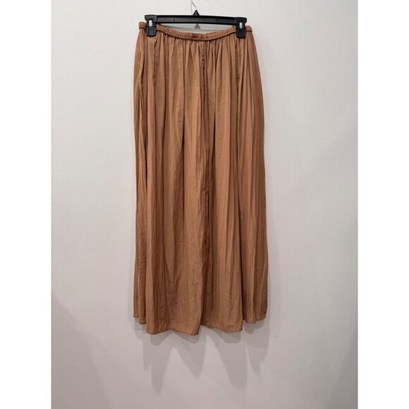 New Tahari Womens Size S/P Pleated Maxi Skirt Tan Elastic Waist *Snag* - Picture 8 of 11